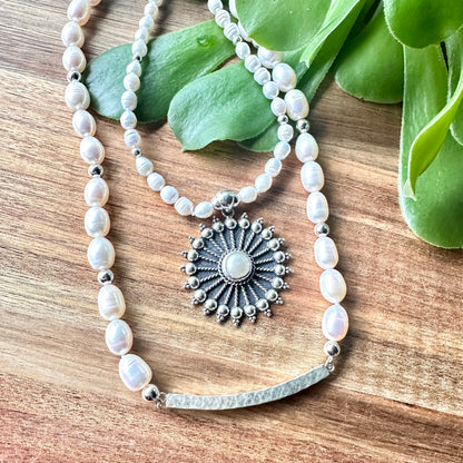 Pearl Sterling Necklace (17”-19”)