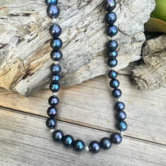 Peacock Pearl Sterling Necklace (18”-20”)