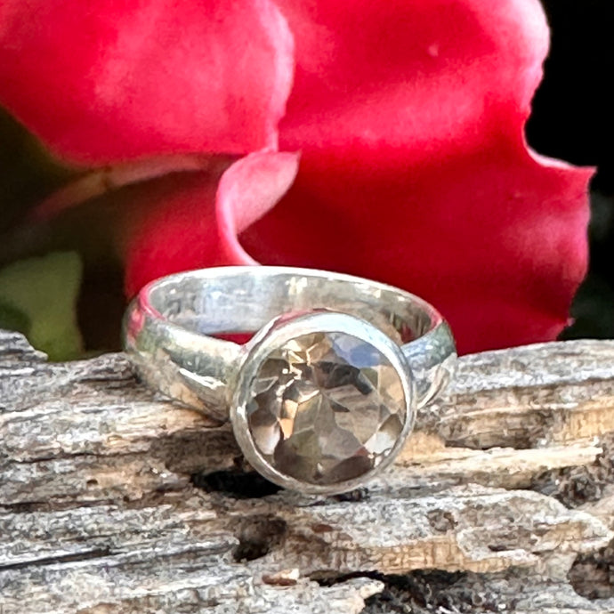 Size 5 Crystal Sterling Silver Ring