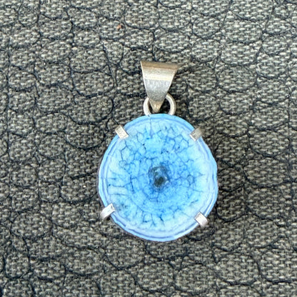 Sale -  1.2"  Dragon Vein Agate Sterling Silver Pendant Necklace (18")