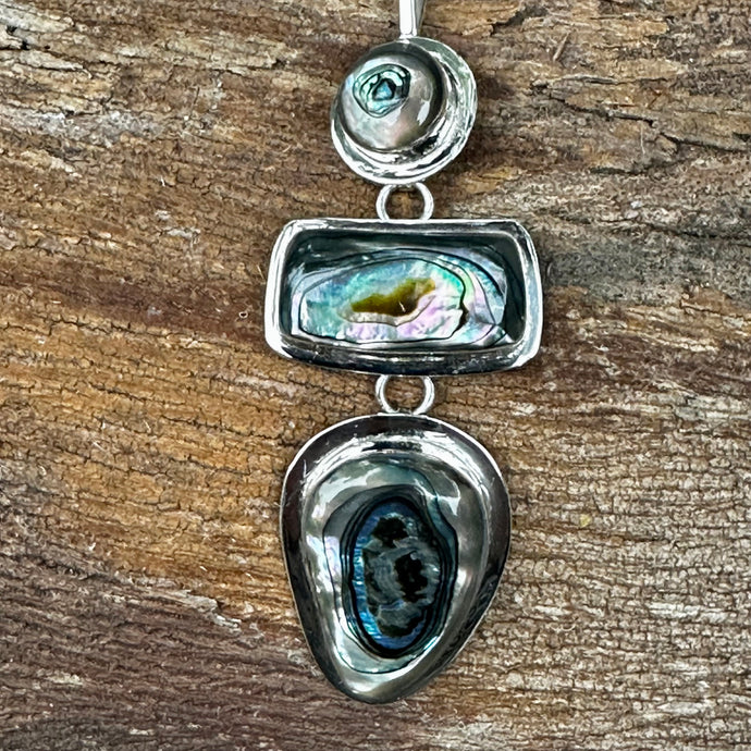 N0895 Abalone Sterling Necklace (30” + 3.25”)