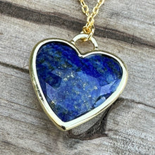 Load image into Gallery viewer, Lapis Heart Gold Necklace (18” + 1”)
