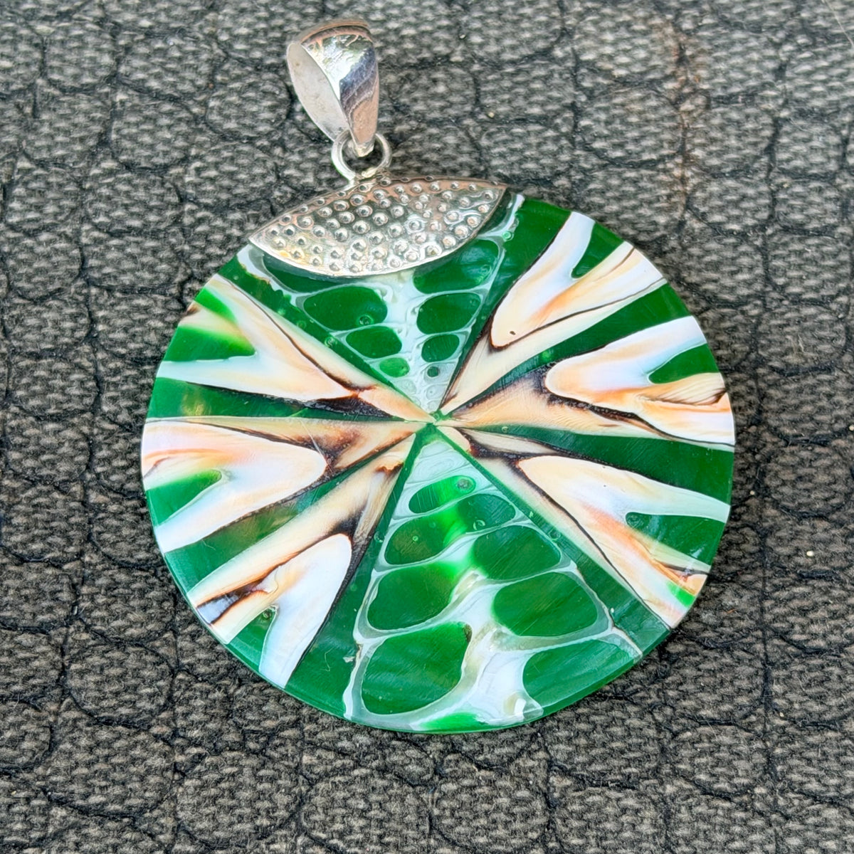 Sale -  2" Shell Resin Sterling Silver on 18" Sterling Silver Chain