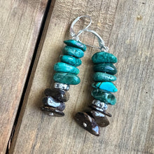 Load image into Gallery viewer, E0712 Bronzite Turquoise Earrings 2.2”
