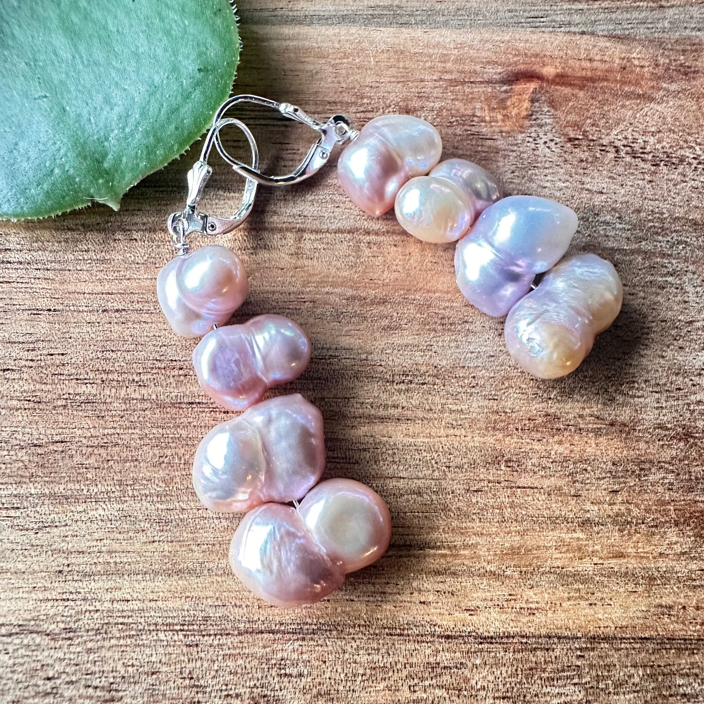 Natural Peachy Pearl Statement Necklace (17”-19”)