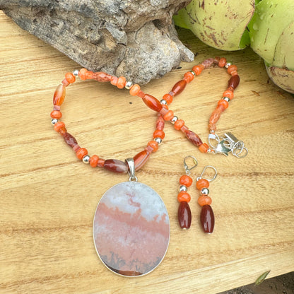 Carnelian Dendritic Agate Pendant Necklace