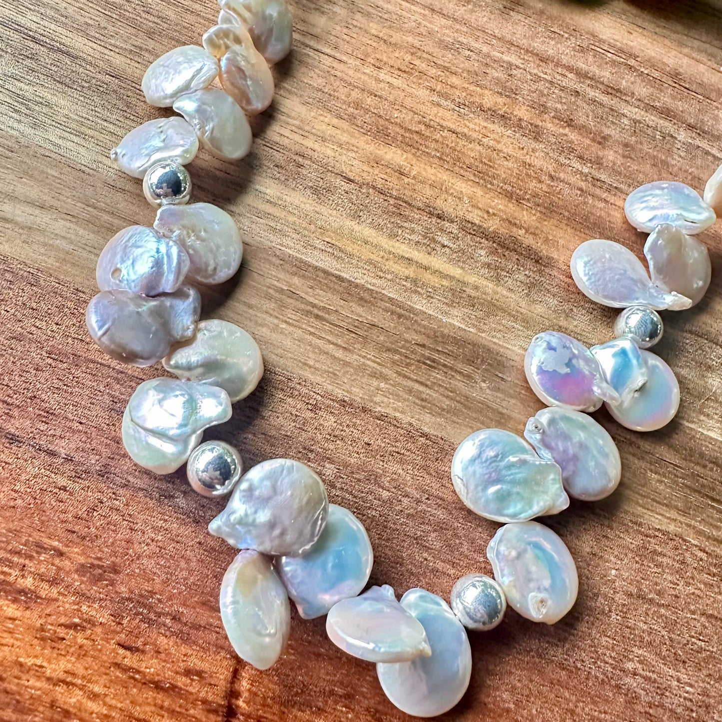 Natural Pearl Statement Necklace (17”-19”)