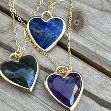 Load image into Gallery viewer, Amethyst Heart Gold Necklace (18” + 1”)
