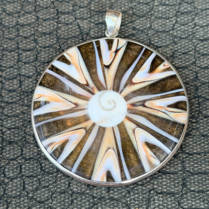 Sale -  1.9" Nautilus Shell Sterling Silver on 18" Sterling Silver Chain