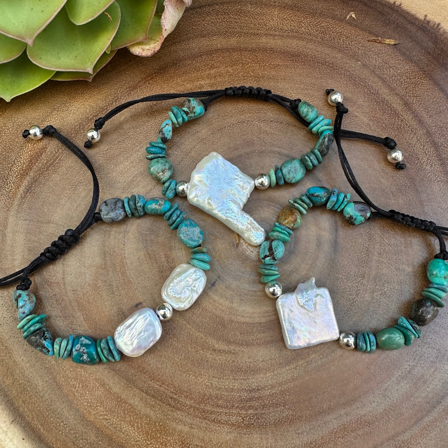 Turquoise Navajo Pearl Pearl Adjustable Bracelet