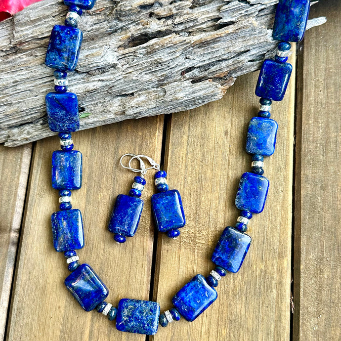 N0864  Lapis  Navajo Pearls Sterling Necklace (18”-20”)