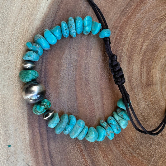 Turquoise Navajo Pearl Adjustable Bracelet