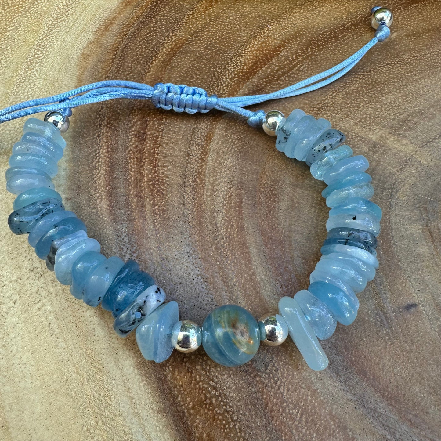 Chunky Aqua Marine Calcite Boho Bracelet