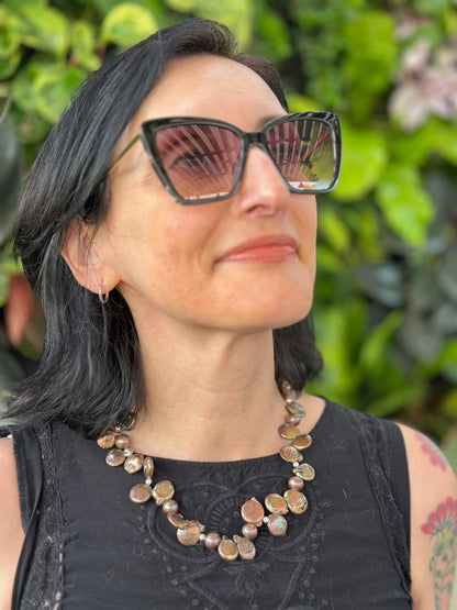 Chocolate Pearls Sterling Silver Necklace (18”-20”)