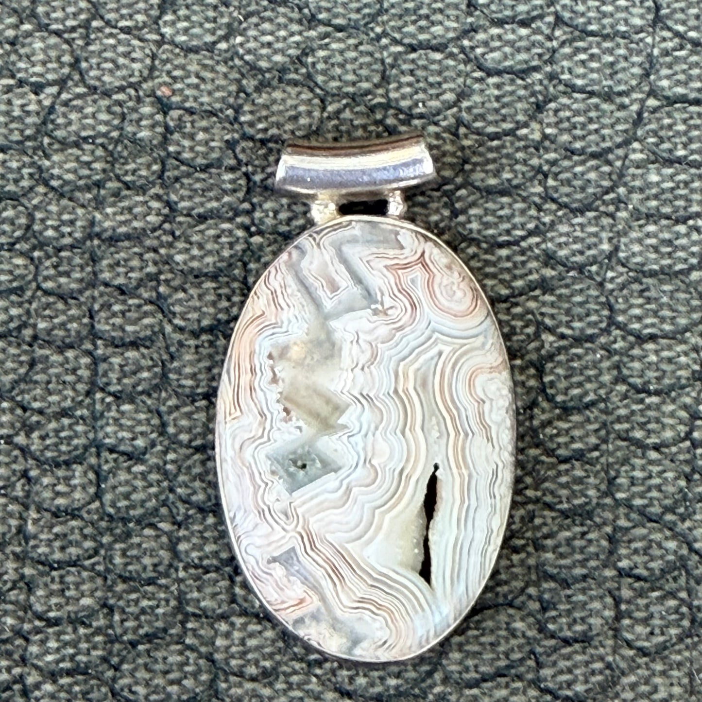 Sale -  1.8"  Crazy Lace Agate Sterling Silver Pendant Necklace (18")