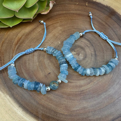 Chunky Aqua Marine Calcite Boho Bracelet