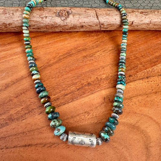 Turquoise Barrel Navajo Pearl Necklace (18"-20")