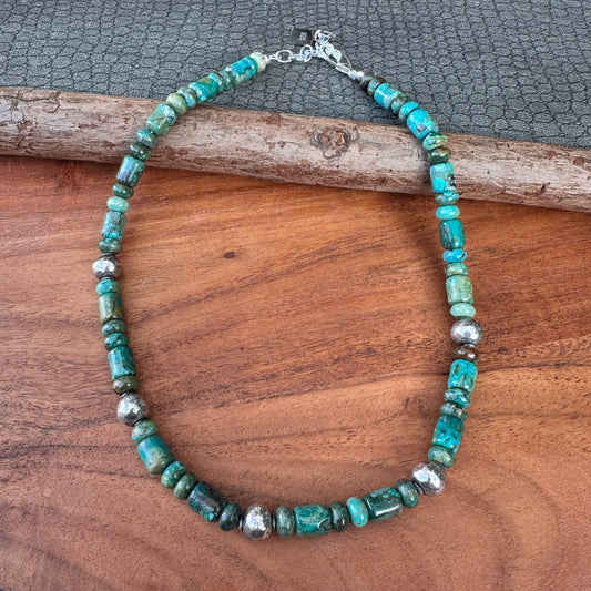Turquoise Barrel Navajo Pearl Necklace (18"-20")