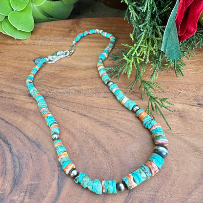 Turquoise Navajo Pearl Necklace (18”-20”).