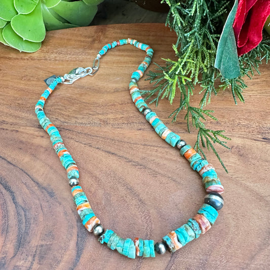 Turquoise Navajo Pearl Necklace (18”-20”).