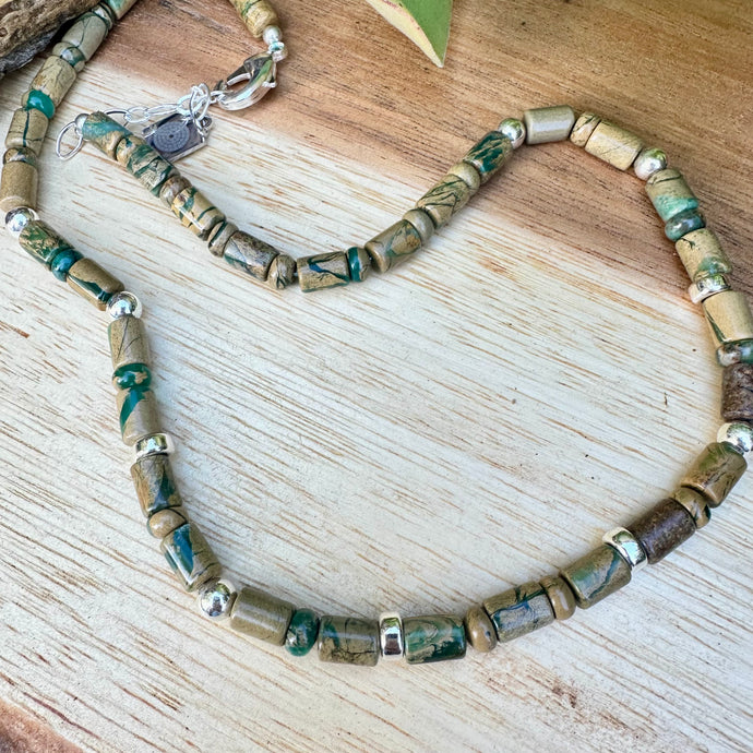 Jasper Sterling Silver Necklace (18