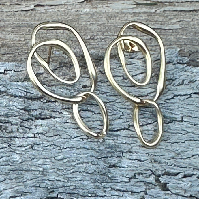 E0730  Art Deco Gold Earrings (2”)