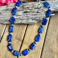 Load image into Gallery viewer, N0864  Lapis  Navajo Pearls Sterling Necklace (18”-20”)
