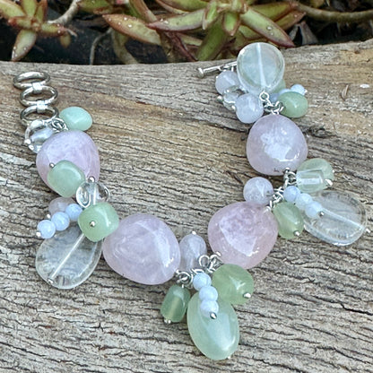 B0357 Sterling Rose Quartz Bracelet (6.5”-7.25”)