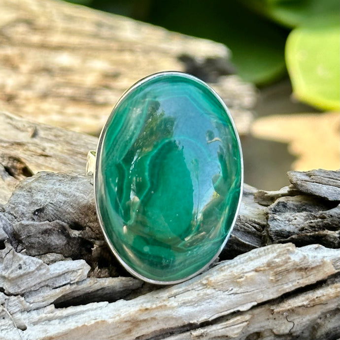 R0178.   Adjustable Malachite Ring