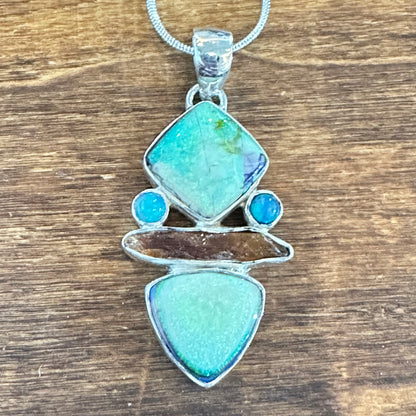Opal Orange Kyanite Pendant Necklace 2”