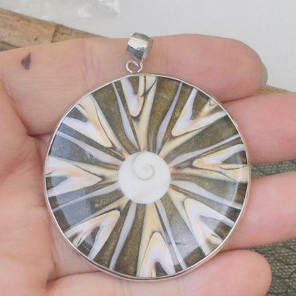Sale -  1.9" Nautilus Shell Sterling Silver on 18" Sterling Silver Chain