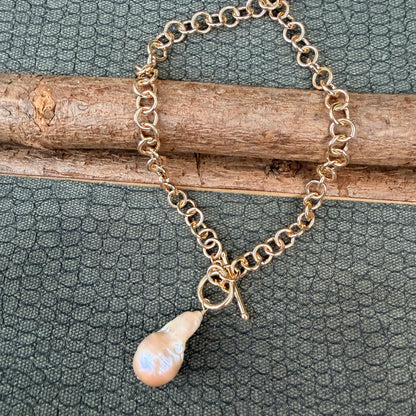 Sale - Baroque Gold Pearl Necklace