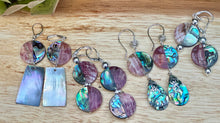 Load image into Gallery viewer, Double Abalone Sterling Earrings 3”
