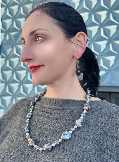 N0566   Baroque Pearls Abalone Necklace (24”-26”)