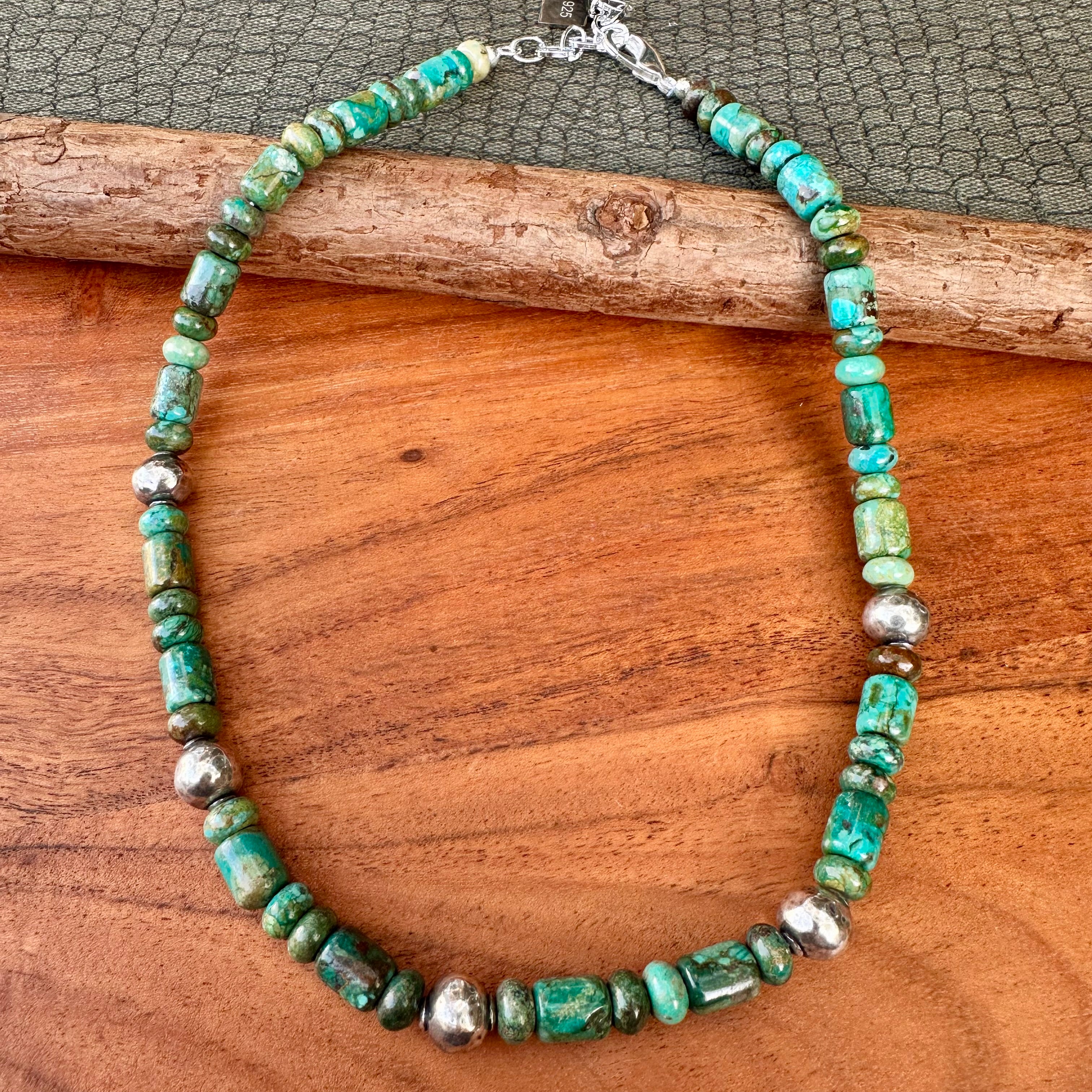Turquoise Barrel Navajo Pearl Necklace (18