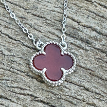 Load image into Gallery viewer, N0925  Red Agate Clover Necklace
