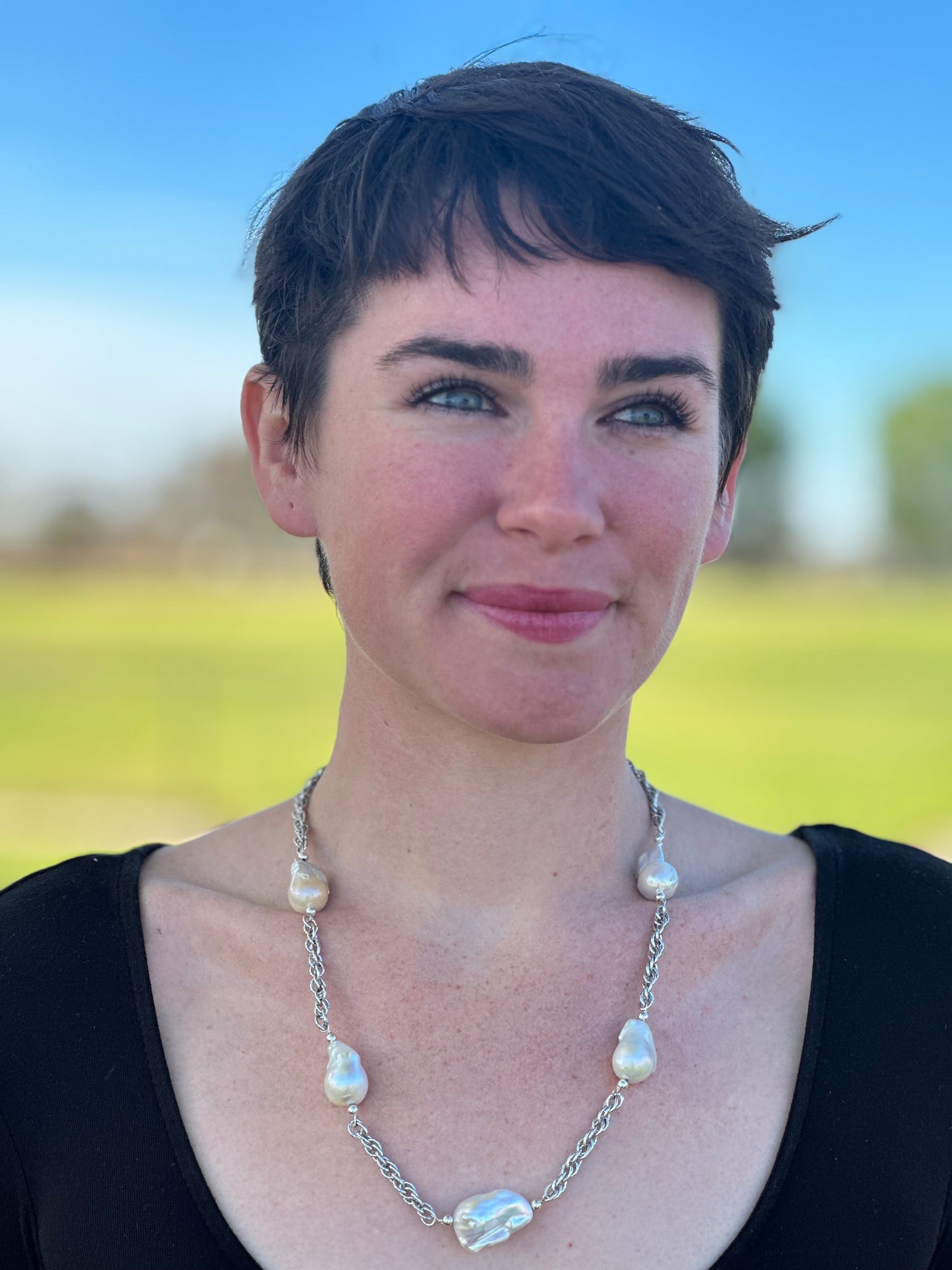Baroque Pearl Sterling Necklace (22"-24")