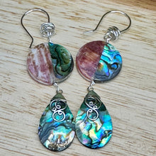 Load image into Gallery viewer, Double Abalone Sterling Earrings 3”
