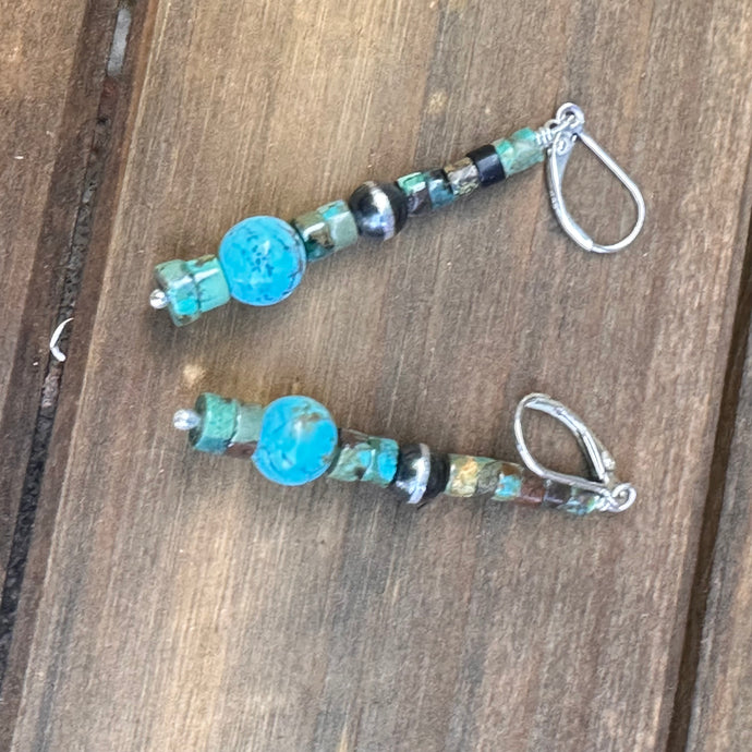 E0706 Turquoise Navajo Pearl Earrings