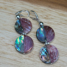 Load image into Gallery viewer, Double Abalone Sterling Earrings 2.4”
