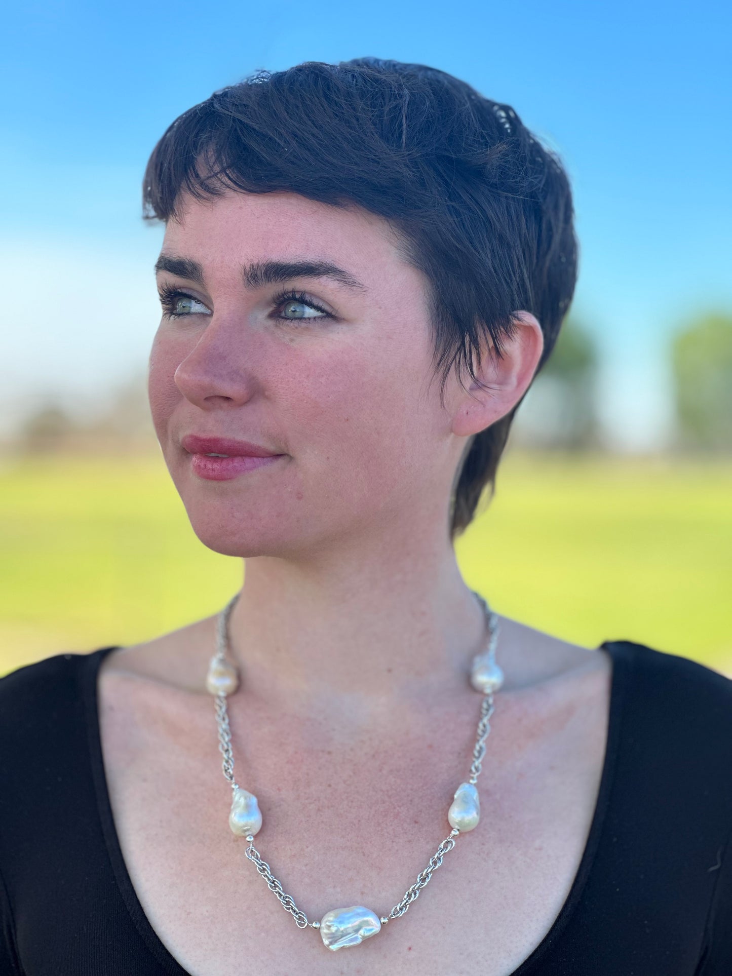 Baroque Pearl Sterling Necklace (22"-24")