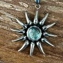 Load image into Gallery viewer, N0894 Abalone Sunburst  Sterling Necklace (18” + 2.25” pendant)
