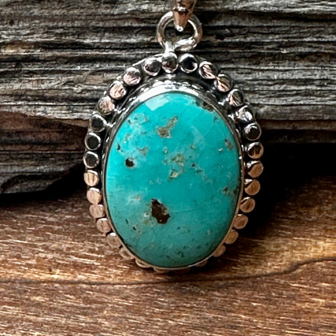 N0889  Turquoise Sterling Necklace (18” - 1.8”)