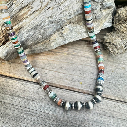 Flourite Navajo Pearl Necklace (18”-20”)