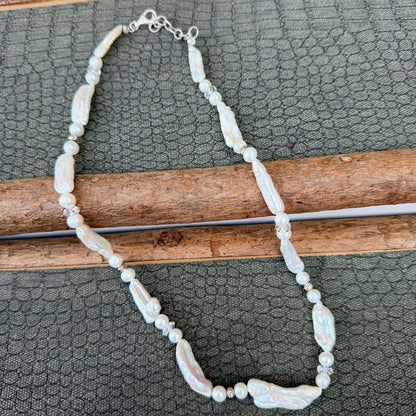 Sale - 28” Pearl Sterling Silver Necklace