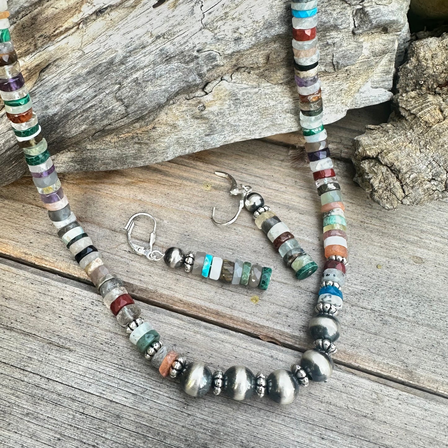 Flourite Navajo Pearl Necklace (18”-20”)