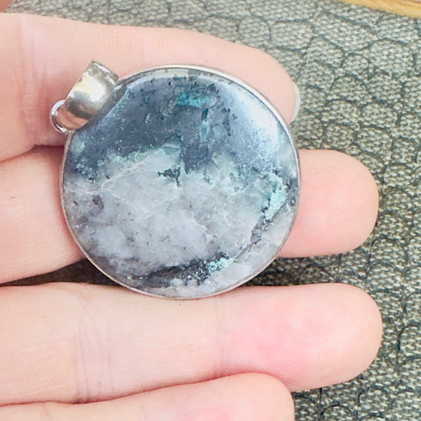 Sale -2.2"  Orca Agate Sterling Silver Pendant Necklace (18")