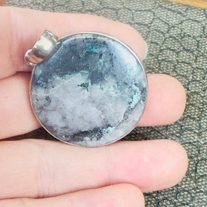 Sale -2.2"  Orca Agate Sterling Silver Pendant Necklace (18")