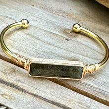 Load image into Gallery viewer, Labradorite Gold Cuff
