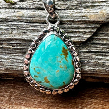 Load image into Gallery viewer, N08878  Turquoise Sterling Necklace (18” - 1.6” Pendant)
